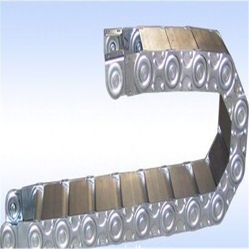 不锈钢机床油管电缆板式腹带钢铝穿线金属拖链