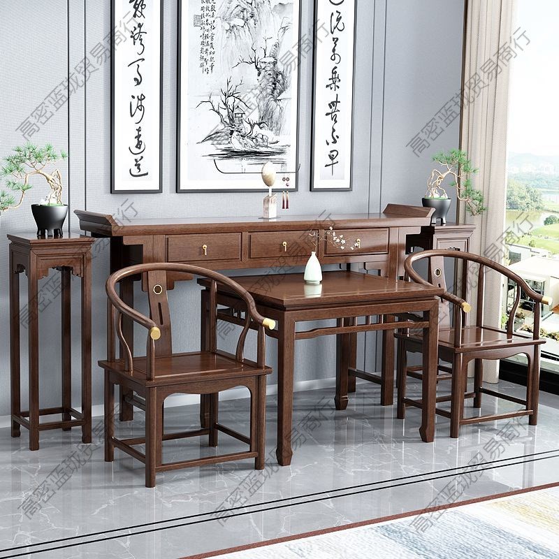 中式实木中堂六件套条案农村家用堂屋家具神台供奉佛台翘头桌条几