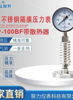 YTP100B-SR-MF全304不锈钢隔膜压力表加装散热器法兰连接真空表