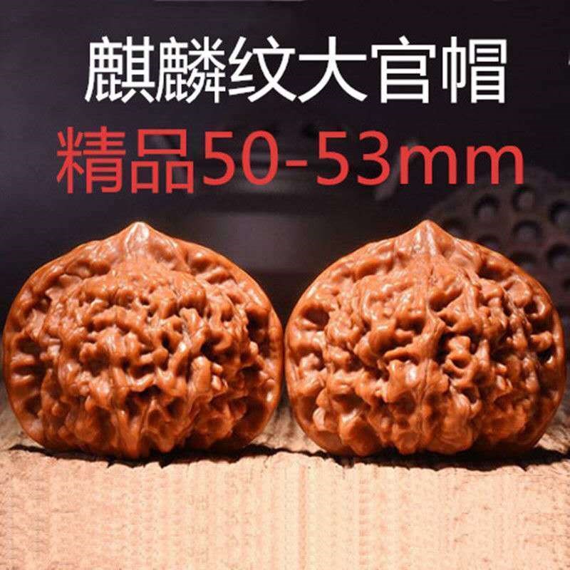 文玩核桃狮子头麒麟纹官帽野生特大手把件收藏把件王勇官帽麻核桃