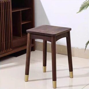 北美黑胡桃木餐凳子实木家用高脚方凳可叠放加厚结实榫卯板凳茶凳