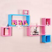 创意格子搁板置物架三件套 客厅电视背景婚房浪漫装 饰壁挂架