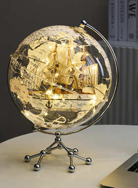 高档轻奢透明地球仪摆件创意客厅卧室电视柜办公室桌面家居装饰品