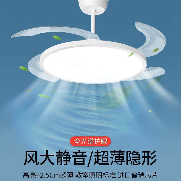 超薄隐形风扇灯2024新款客厅餐厅卧室灯静音一体吊扇灯具现代简约