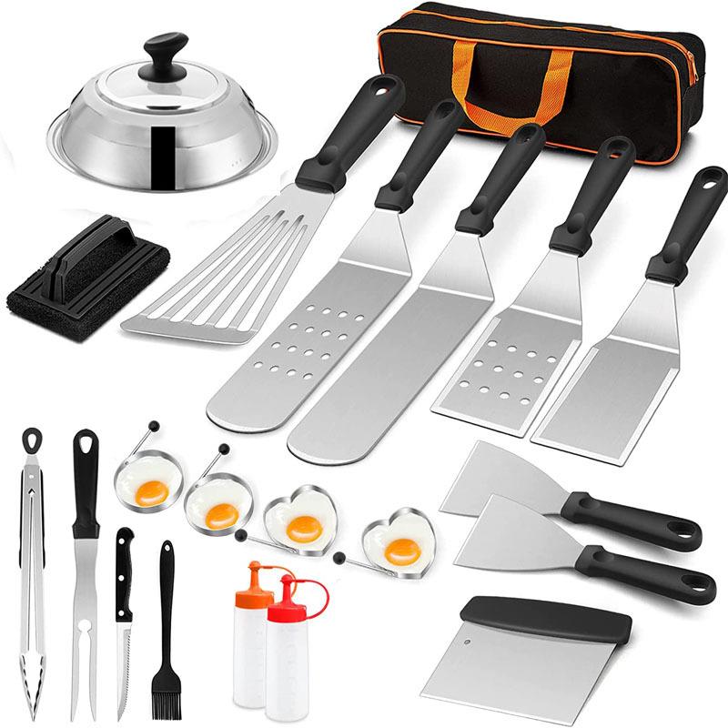 不锈钢烧烤工具套装料理铲烧烤铲板烧锅铲子BBQ 户外野营组合烤具