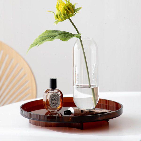 米立风物 复古轻奢茶盘琥珀色收纳盘亚克力水杯托盘圆形香薰托盘,家居饰品,香薰托盘,淘宝优惠券,粉丝福利购,淘宝优惠卷