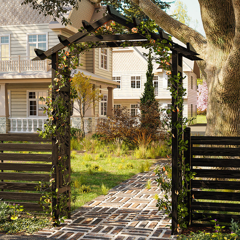 露台花园防腐木花架户外庭院鲜花C拱门架子室外阳台装饰葡萄爬藤