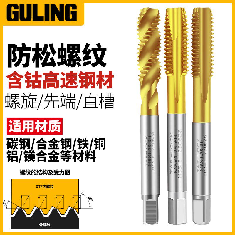 台湾进口防松螺纹丝锥螺旋先端直槽丝攻 不锈钢用M3/4P/5/8/10-m2