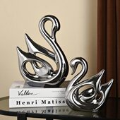 现轻奢天鹅酒柜摆件家居装 饰品创意简约档玄关电视柜工艺品