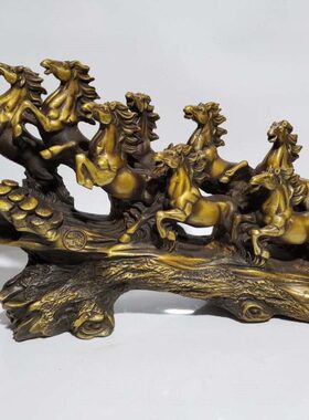 纯铜摆件八骏马中式玄关装饰品八骏雄风居家客厅公司铜马案台摆设
