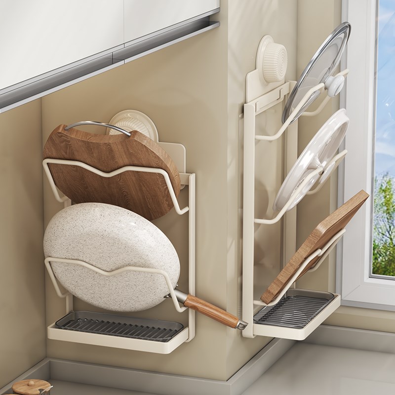 吸盘锅盖架壁挂式免打孔厨房x置物架多功能收纳架菜板架多层砧板