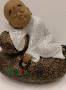 一休和尚沙弥和为贵石湾陶瓷公仔工艺品中式禅意客厅手工人物摆件