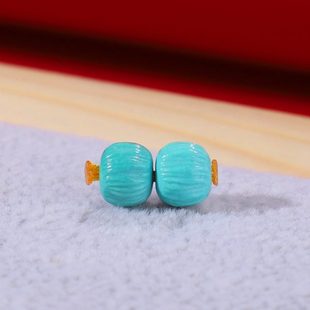 原矿绿松石配珠 散珠百香籽 高瓷高蓝绿单颗湖北单珠文玩配饰单珠