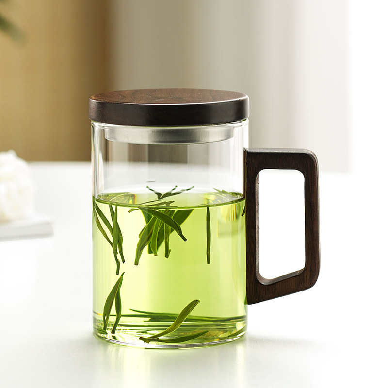 玻璃杯水杯子泡茶杯男士办公室喝茶单杯个人大容量绿茶Z杯家用牛