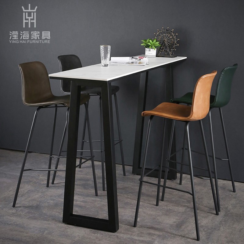 北欧吧台桌家用简约岩板酒吧桌现C代家庭隔断长条桌靠墙高脚餐桌
