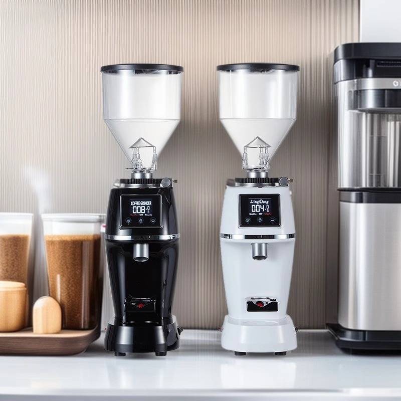 凌动新款锥刀咖啡磨豆机意式家用研磨器配吹气金属豆仓