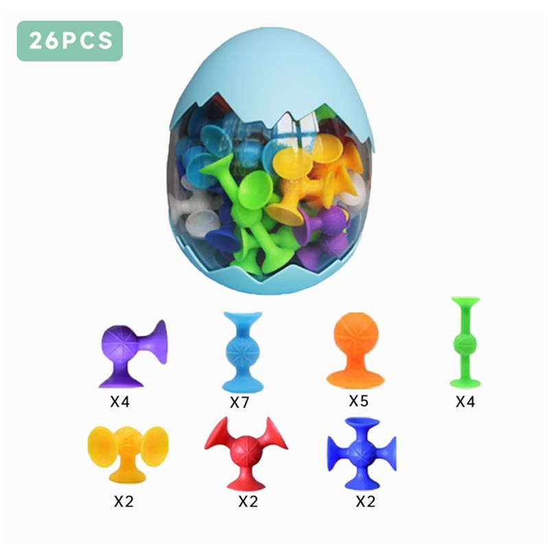儿童益智拼装软积木可爱吸盘动物公仔吸吸粘粘乐DIY洗澡玩具礼物