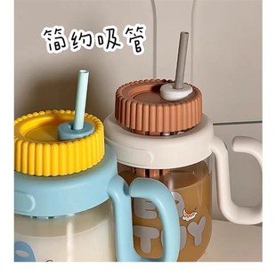 夏季大容量高硼玻璃吸管杯带滤网高颜值吸管男女上班茶水分离水杯