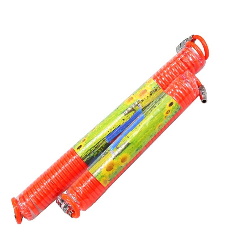 PU弹簧气管空压机螺旋风管软管气泵5*8mm伸缩气管带C式快速接头