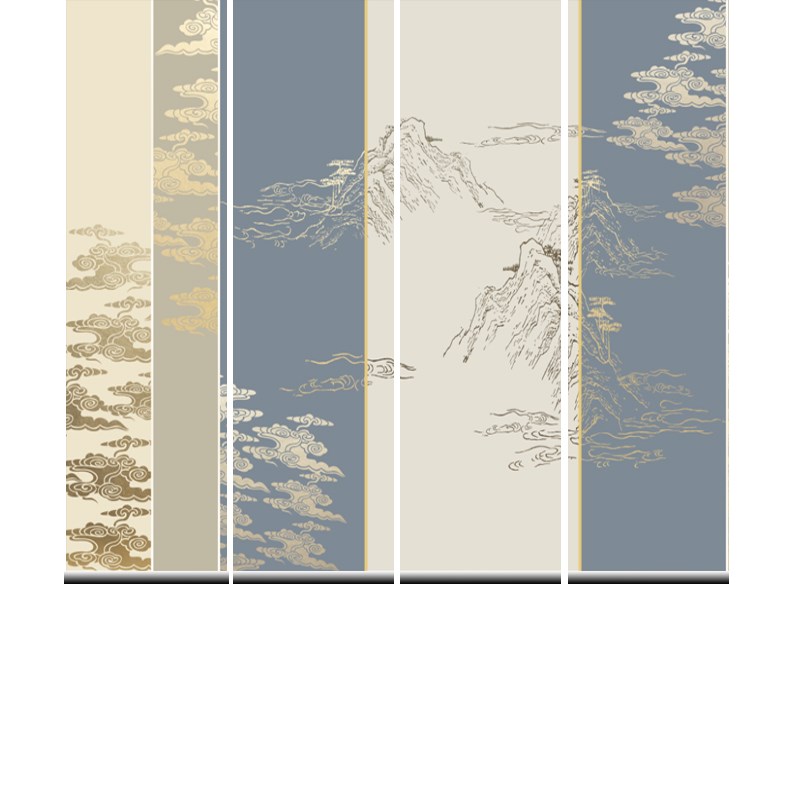 ll新中式水墨竹画麻绳悬挂式屏风帘茶室日式软隔断装饰升降屏风窗