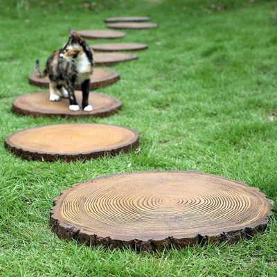 仿木纹踏步石庭院花园草坪垫脚汀步石户外园林防滑脚踏铺路石摆件