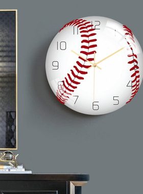 CC120棒球挂钟运动球类挂钟亚克力材质静音机芯卧室客厅装饰时钟