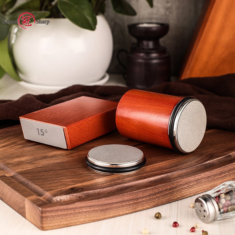 圆形双面磨刀器定角磨刀器新型圆周滚动式金钢砂磨刀神器实木磨具