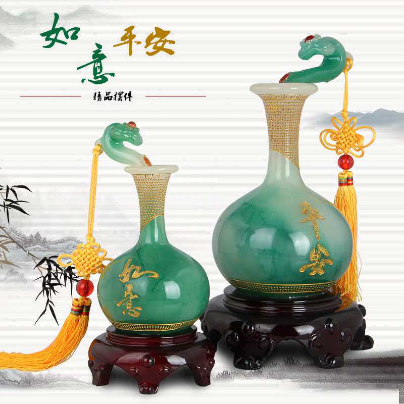 树脂工艺品 市场热销平安如意花瓶摆件家居酒柜装饰品一件代发图片