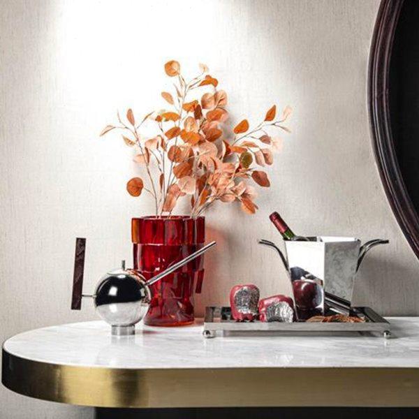 创意红色叠片透明树脂花器现代简约样板房插花工艺品桌面软装摆件,家居饰品,花瓶,淘宝优惠券,粉丝福利购,淘宝优惠卷