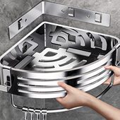 304不锈钢浴室置物架卫生间免打孔墙上收纳架淋浴室壁挂三角架子