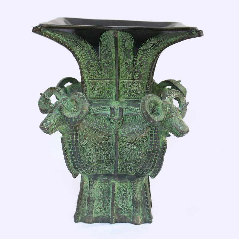 仿古古玩杂项收藏仿古做旧铜器四羊方尊青铜器工艺品
