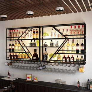 挂墙酒架吧台背景铁艺红酒杯架悬挂酒柜置物架红酒架展示柜吊架