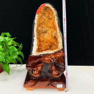 水晶洞黄水晶洞摆件紫晶块聚宝盆黄水晶 晶洞原石 商务礼品