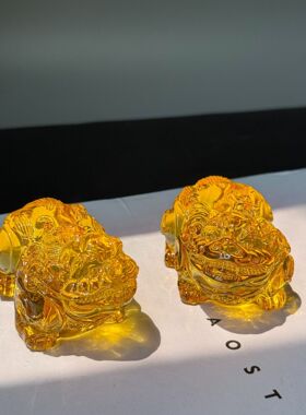 水晶貔貅摆件彩色琉璃皮丘家居车载装饰乔迁开业招财纳福商务礼品