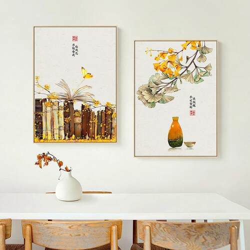 高清田园落叶知秋酒店别墅样板房画廊走廊装修挂画背景墙喷绘画