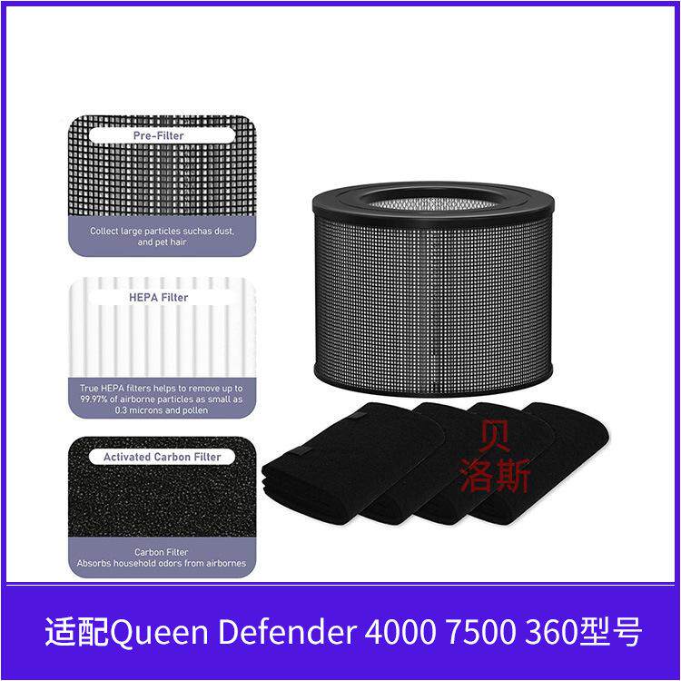 高效H13过滤网活性炭空气滤芯适配Queen Defender 4000 7500 360