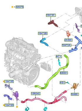 CV6Z18472W适用福特Escape1.6/2.0散热器软管水管 CV6Z-18472-T