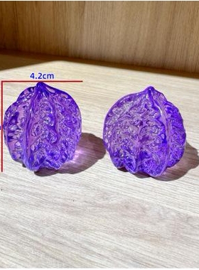 彩色水晶核桃摆件琉璃文玩健身解压生日送礼黄水晶核桃家居装饰品
