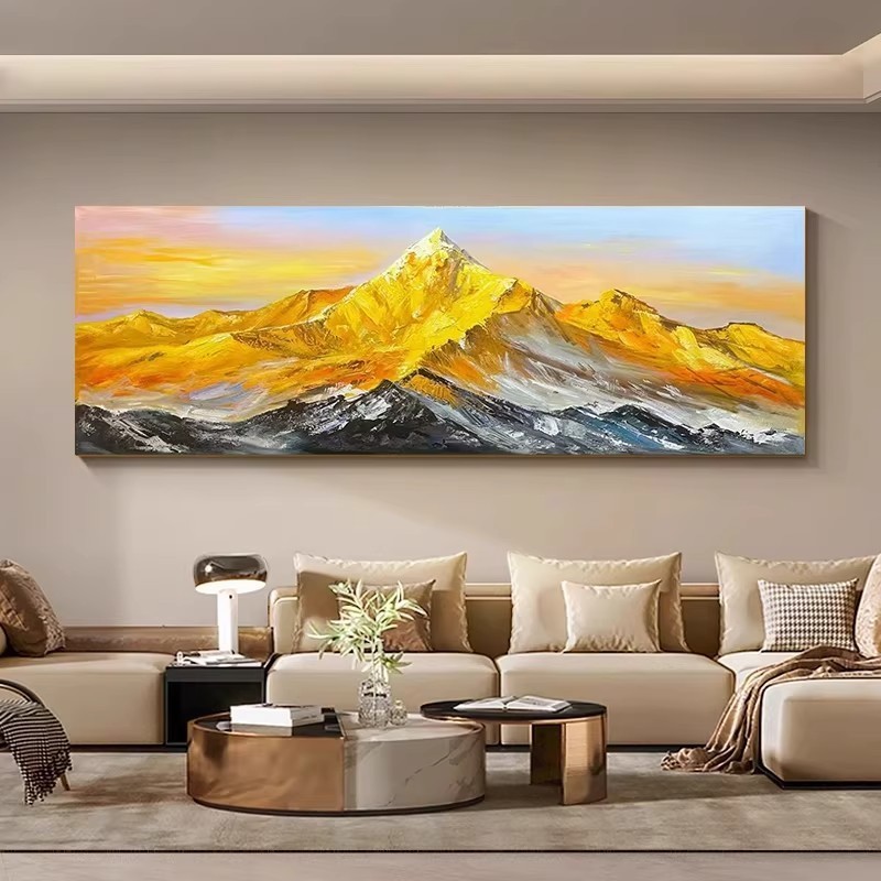 日照金山大芬村油画高级肌理画卧室装饰画大幅客厅挂画沙发背景墙