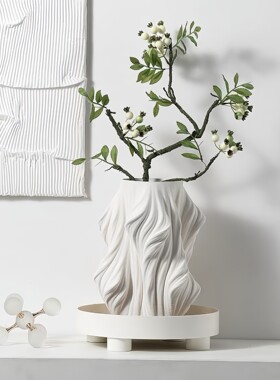 极简几何异形树脂花瓶摆件现代客厅样板房桌面花器装饰品摆设桌面