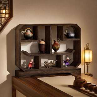 中式桌面博古架实木多宝阁紫砂壶茶具展示柜茶桌茶台置物架茶具柜