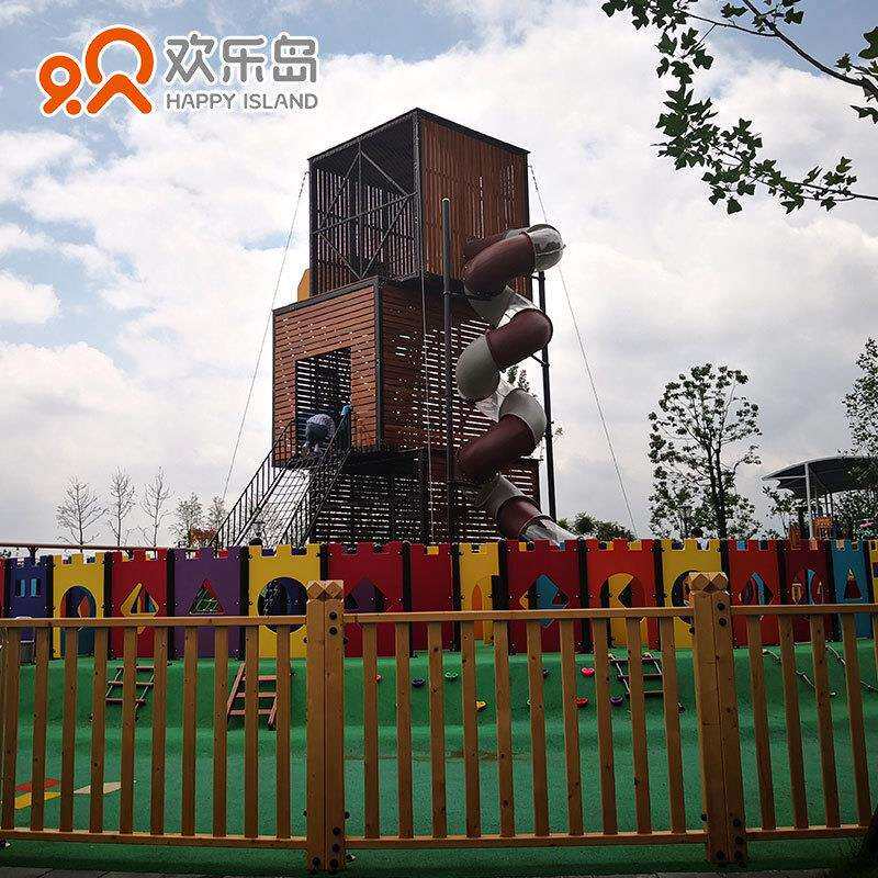 欢乐岛无动力游乐设施厂家高塔不锈钢滑梯迷谷组合瞭望塔瞭望台