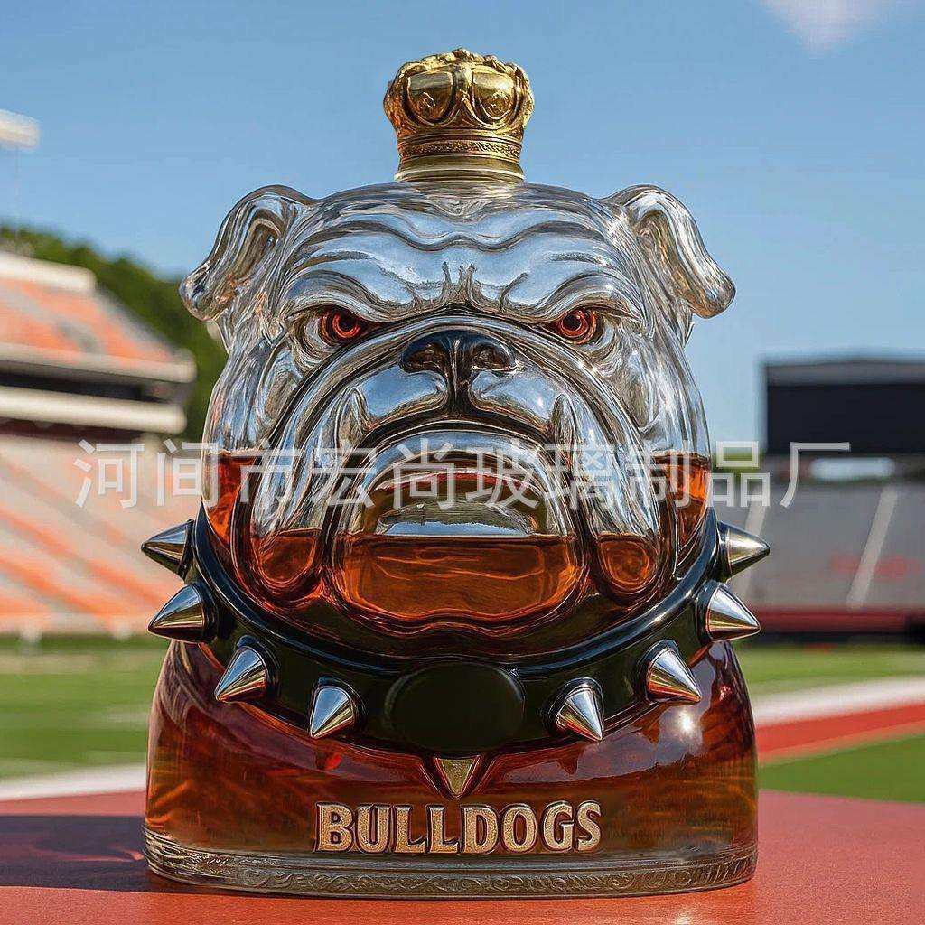 新款斗牛犬个性威士忌爆款趣味高颜值酒瓶空酒瓶用于酒吧家用摆件