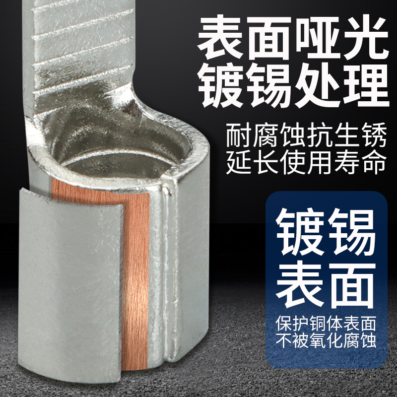 DBN紫铜插片型冷压接线端子1.25/2/5.5-10/14/18插针形线耳线鼻子