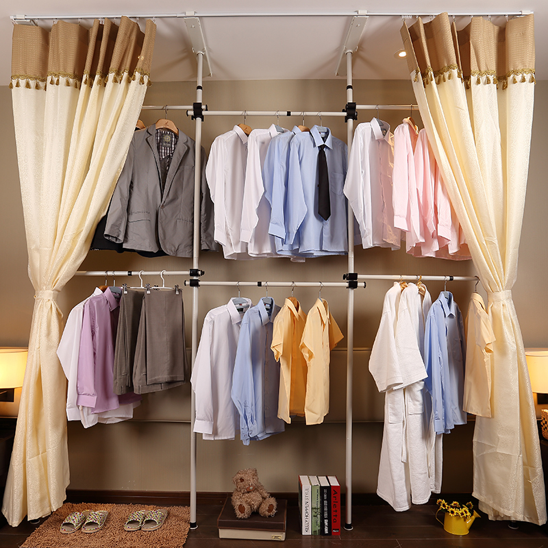 简易挂衣架组装顶天立地衣架落地卧室韩式置物架转角衣帽架简约现