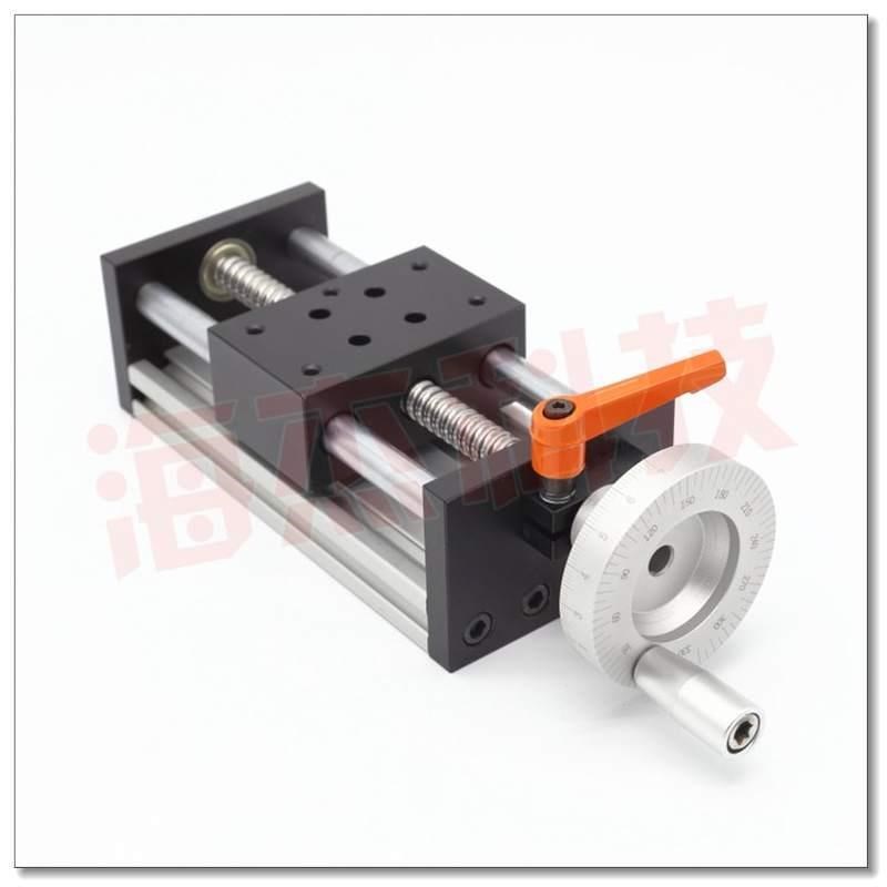 厂家海杰新品模组滑台p带直线锁紧滚珠丝杠刻度导轨手轮手动滑台