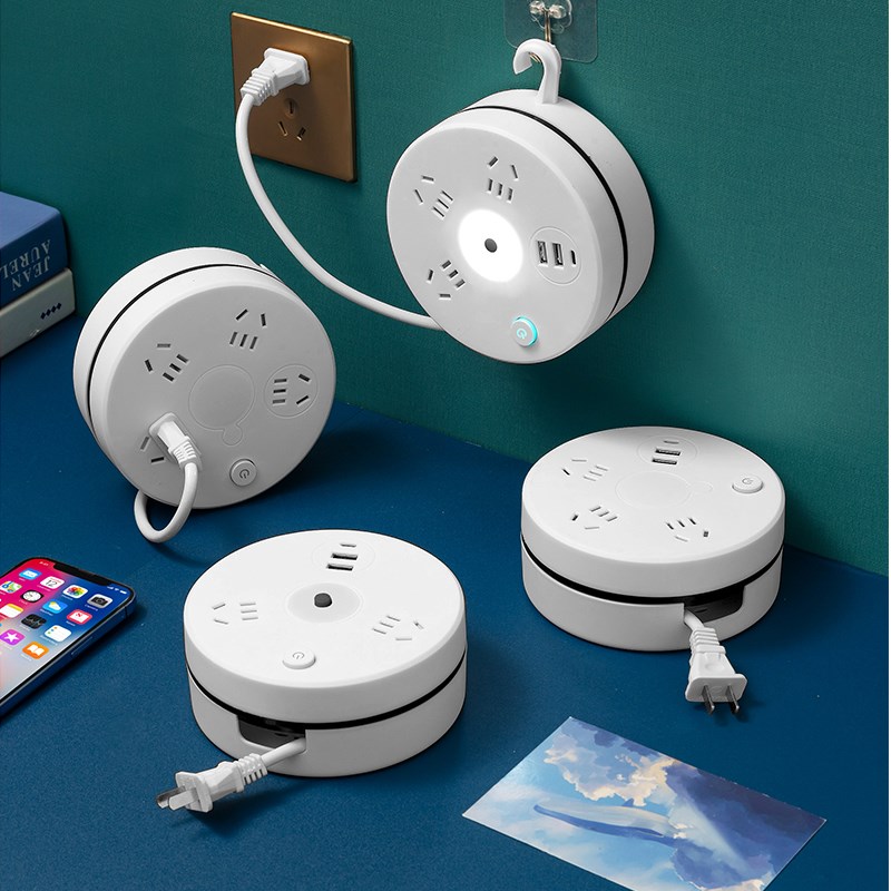 两脚插座2孔插头排插两项插排可伸缩线带usb插板二相双头拖接线板