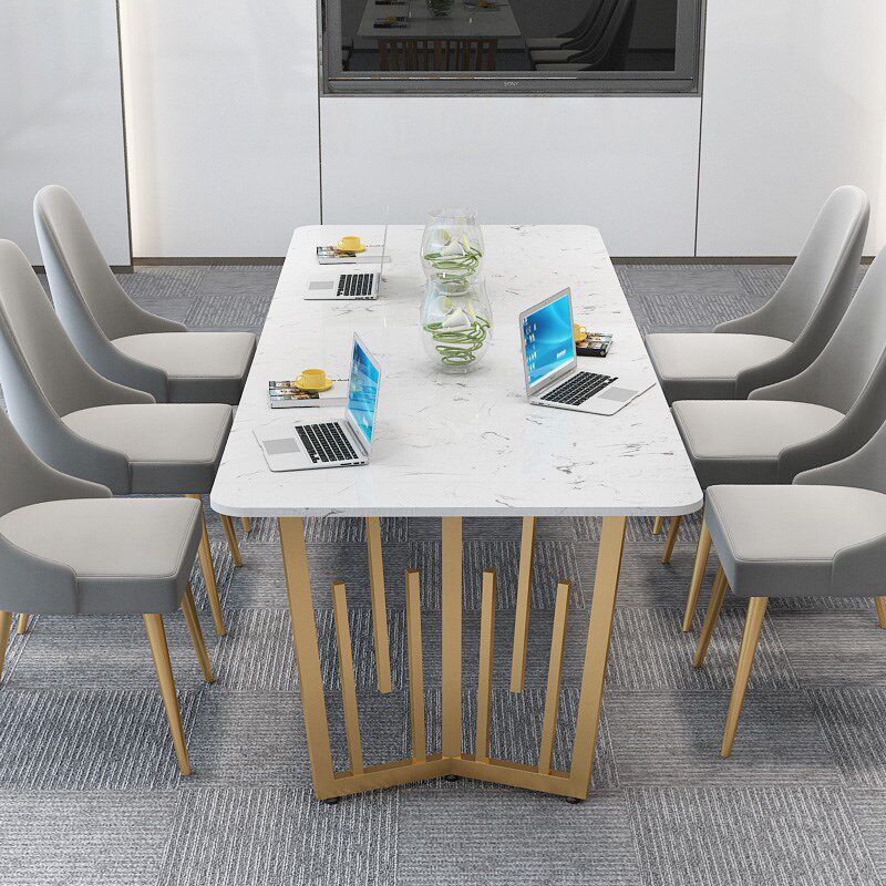 北欧大理石会议桌长桌现代简约轻奢办公桌椅组合接待洽谈桌工作台