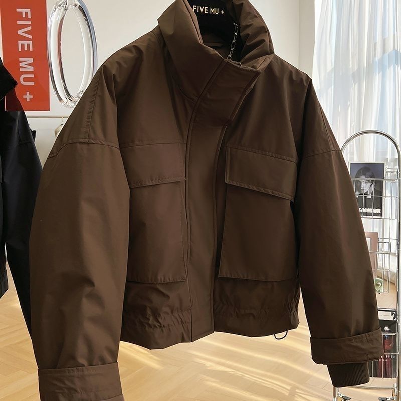 欧洲站美拉德感大口袋加绒加厚工装休闲外套冬季棉服