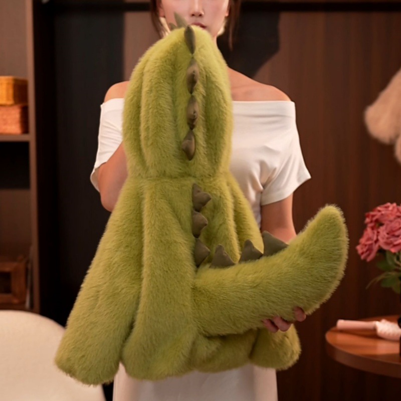 男童女童大尾龙2025新款儿童高定款连帽加绒加厚恐龙毛毛外套上衣